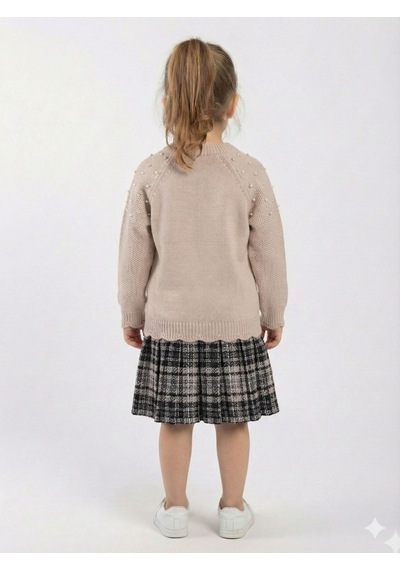 Xo Kids Kız Çocuk Elbise 3-7 Yaş, Kod 4117 Bej