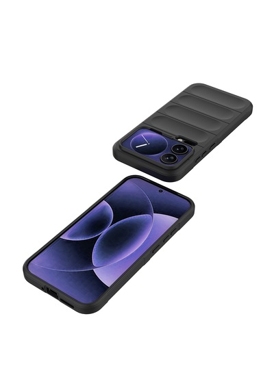 Xiaomi 17 Pro Max Kılıf Kamera Korumalı Esnek Tpu Oyuklu Arka Yüzey Tasarımlı Etnik Silikon Kapak Siyah
