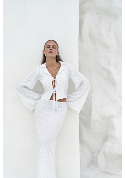 Mai Collection Mai Studios Co. Rania Ekru Gömlek Etek Takım Ekru