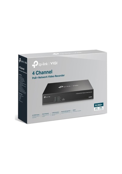 Tp-link Vıgı Nvr1004h-4p 4 Kanal 5mp Poe+ 53w H.265+ 80 Mbps 1 Sata 2 Usb 4k Hdmı Nvr Kayıt Cihazı