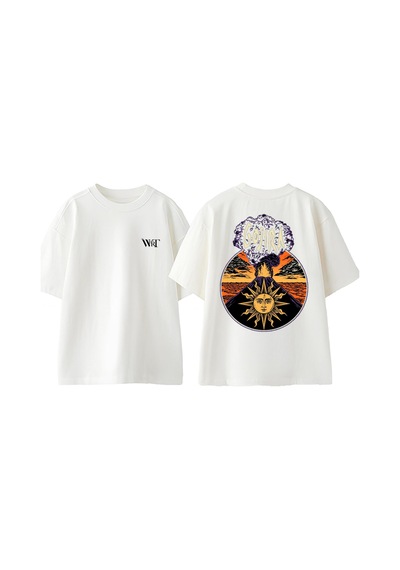 Thewert Gojira 1 Tasarım Sırt Baskılı Pamuk Beyaz Oversize T-shirt