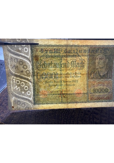 Almanya İmparatorluğu 10000 Mark Reichsbanknote Deutsches Reich 1922 Temiz - T Fine F