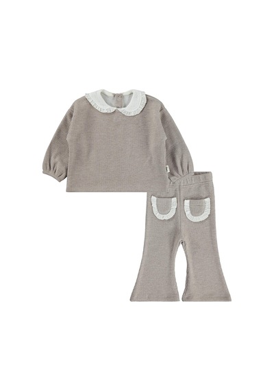 Civil Baby Bebe Yakalı 6-18 Ay Takım - Bej Vizon