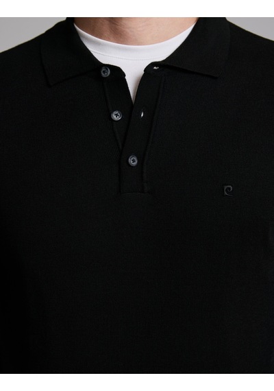 Pierre Cardin Siyah Slim Fit Düğmeli Polo Yaka Basic Triko Kazak 50333894-vr046 Pierre Cardin Siyah Slim Fit Düğmeli Polo Yaka Basic Triko Kazak 50333894-vr046