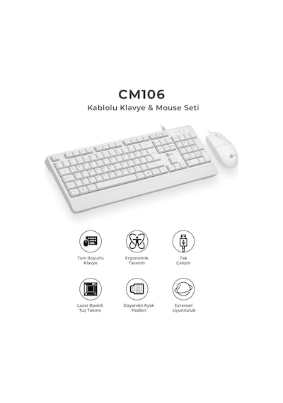 Lecoo CM106 USB Kablolu Türkçe Q Klavye & Mouse Set
