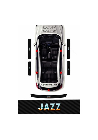 Honda Jazz Karbon Kapı Eşiği Koruma Seti Jazz Serisi İçin 5 Parça Renkli Baskı