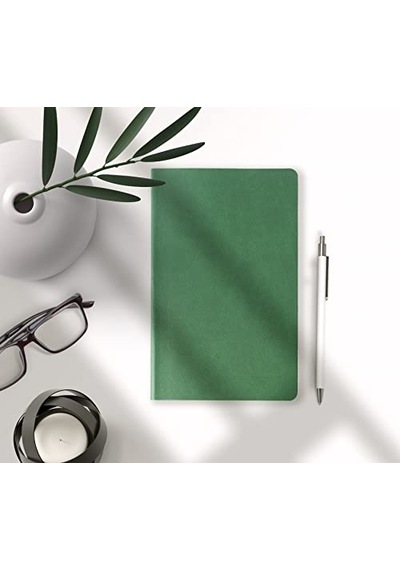Fark Tanıtım Çizgisiz Not Defteri, Yeşil Deri Kapaklı Defter, 128 Yaprak A5 Defter, Ofis Ve Kırtasiye 14cm X 21 C