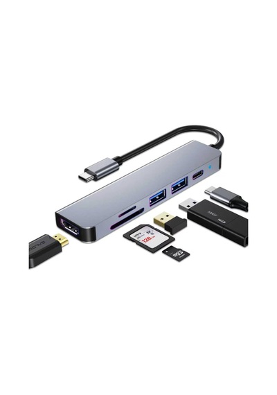 Lexroo Usb C Hub, Macbook Uyumlu Pro Ve Hava Aksesuarları İçin Çoklu Bağlantı Noktalı Usb C Adaptörü
