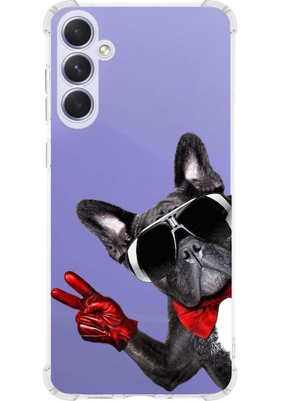 Samsung Galaxy S23fe İle Uyumlu Köpek 2 Baskılı Şeffaf Köşe Korumalı Antişok Kılıf