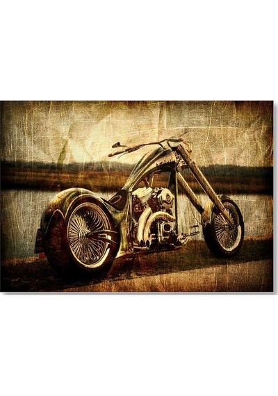 Cakasepetim Eski Görünüm Chopper Motorsiklet Ahşap Mdf Tablo