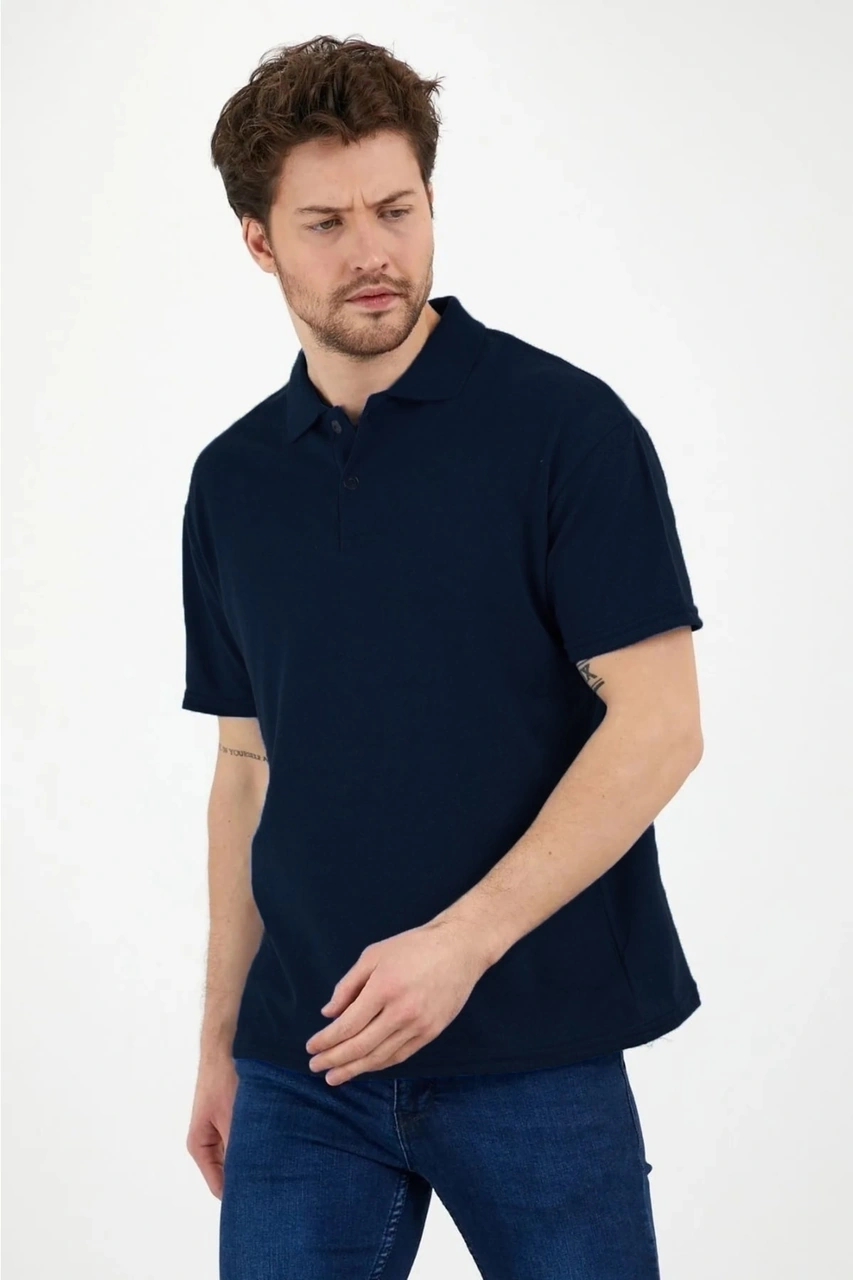 Veaven Lacivert %100 Pamuk Slim Fit Polo Yaka T-shirt Lacivert