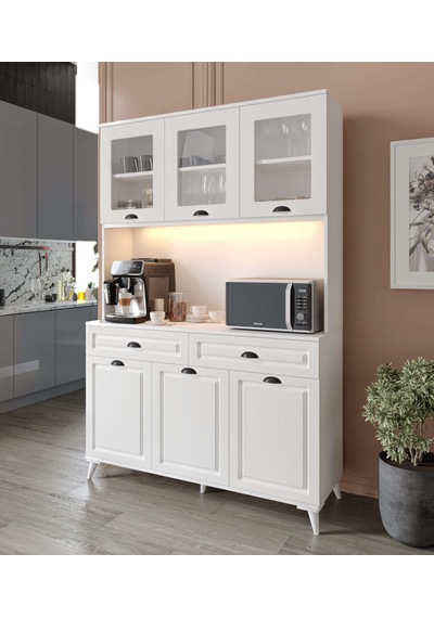 Guneystore Luna Kahve Köşesi - Mdf - 140 Cm - Ayaklı -beyaz Mutfak Dolabı - Led Aydınlatmalı Beyaz Guneystore Luna Kahve Köşesi - Mdf - 140 Cm - Ayaklı -beyaz Mutfak Dolabı - Led Aydınlatmalı Beyaz