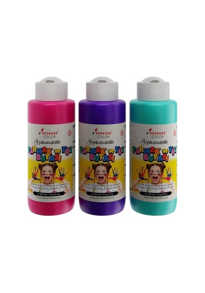 Mor, Fuşya, Turkuaz Parmak Boyası 3'lü Set 3x120 Ml