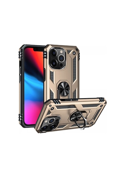 Apple iPhone Uyumlu-  14 Pro Kılıf Sofya Yüzüklü Silikon Kapak - Gold