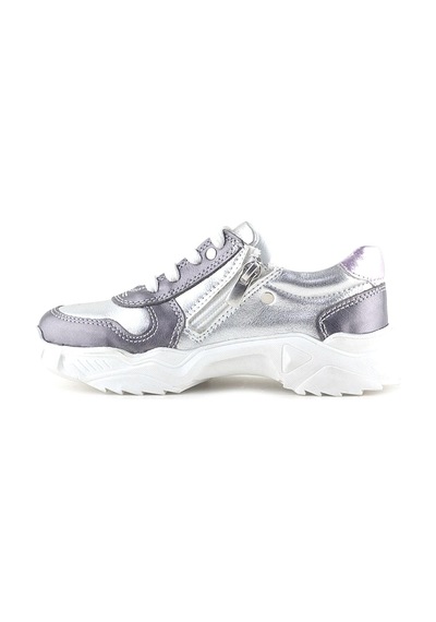 Rakerplus Hakiki Deri Platin Pembe Çiçek Metal Detaylı Kız Çocuk Spor Ayakkabı Platin