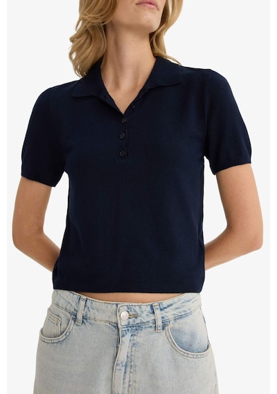 Defacto Fitted Polo Yaka Kısa Kollu Triko Kazak F2885ax25aunv131 Lacivert