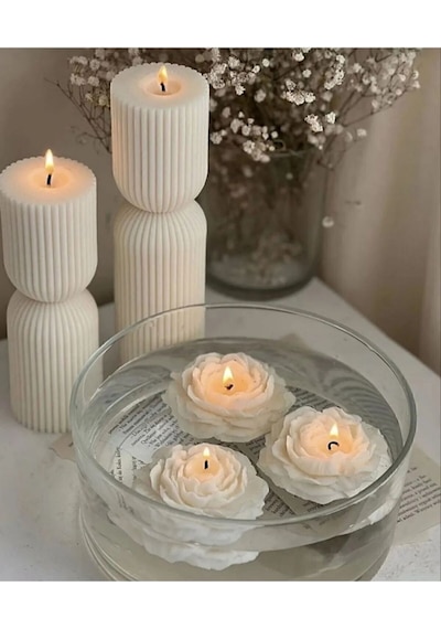 Bernami Vazo Pinterest 2 Li Mum Dekoratif Şakayık Çiçeği Kokulu Mum Diğer