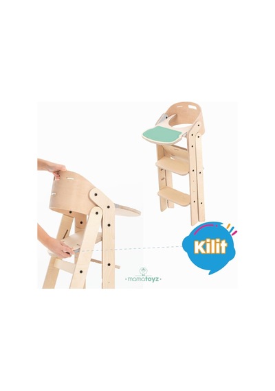 Tr Mychair Ahşap Katlanır Mama Sandalyesi Naturel
