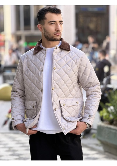 Rocqerx X-2033 Yaka Garni Detaylı Astarlı Kapitone Mont Taş