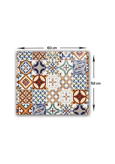 Decorita Çini Desen | Cam Ocak Arkası Koruyucu | 52cm x 60cm