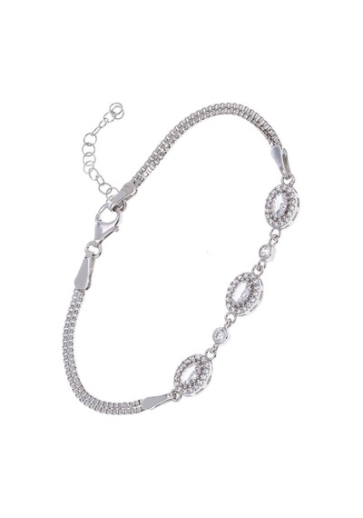 Nagiss Oval Zirkon Taşlı 925 Ayar Gümüş Kadın Bileklik