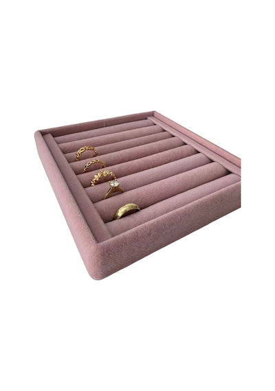 Yerli Üretim Süet Kumaş Pembe Renk 15 Cm / 15 Cm Yüzük Sergileme Standı Çok Renkli