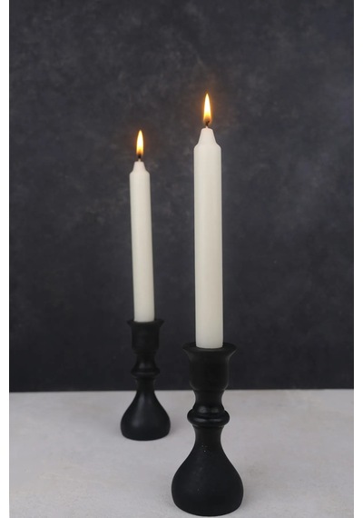 2 Li Siyah Damla Model Ahşap Şamdan Seti,- 12cm Ve 12 Cm