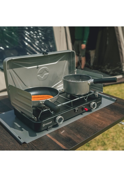 Outwell Katmai Duo Stove Çift Brülörlü Kompakt Portatif Ocak Gri