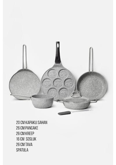 You 7 Parça Granit Kahvaltı Seti Gri