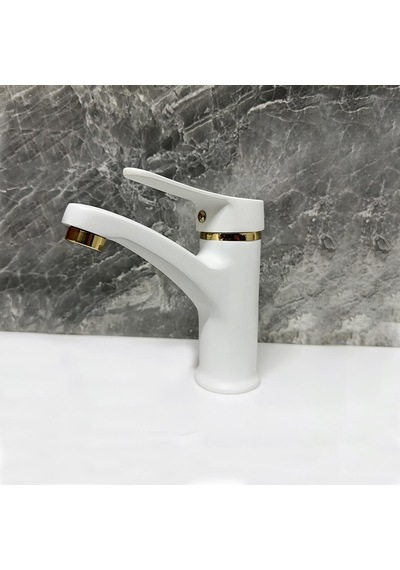 Inventa Yüksek Gövde Lavabo Bataryası Altın - Beyaz