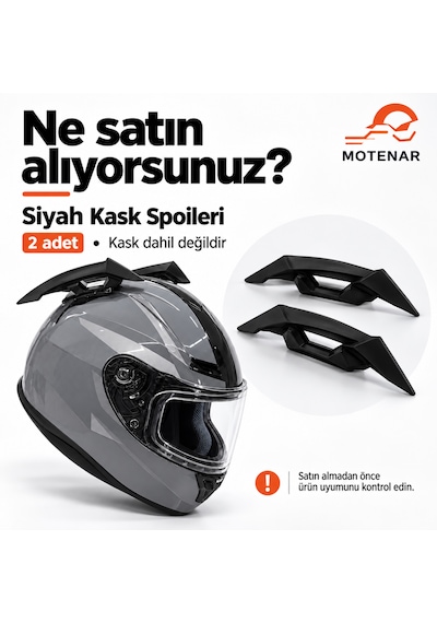 Motenar Siyah Motosiklet Kask Spoileri Yapışkanlı 2 Adet