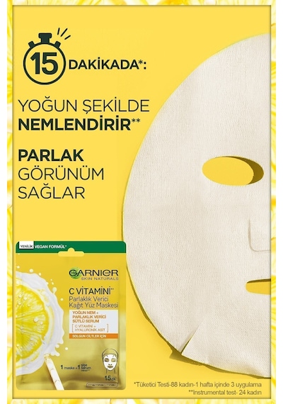 Garnier C Vitamini Parlak 2'li Bakım Seti Kağıt Yüz Maskesi + Süper Aydınlatıcı Serum