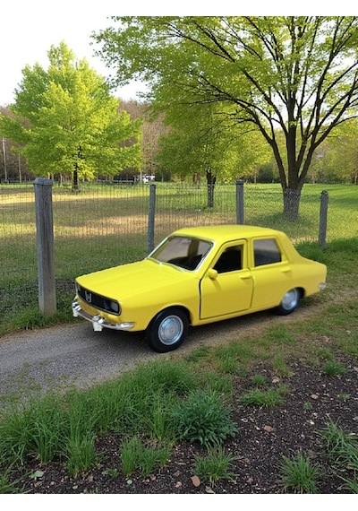 Nostaljik Metal Çek Bırak Sarı Araba Renault 12 Kapılar Açılır Diğer