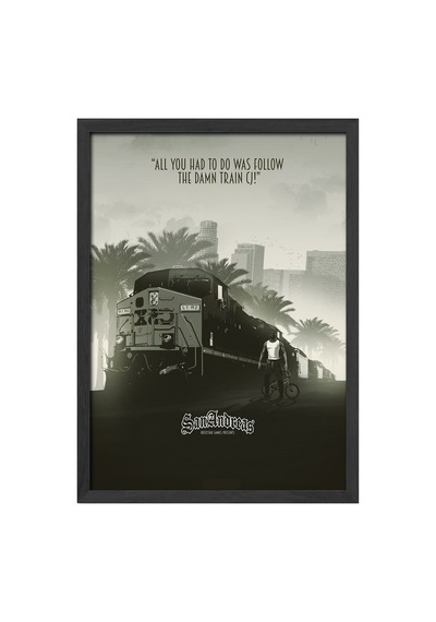 Gta San Andreas Siyah Ahşap Çerçeveli Poster, Dekoratif Oyun Duvar Tablosu