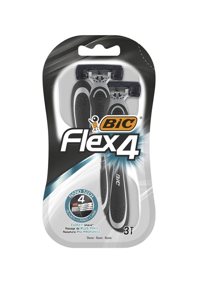 Flex 4 Erkek Tıraş Bıçağı 3'lü Blister 4 Bıçak , Birbirinden Bağımsız Hareket Edebilen 4 Bıçak, Oynar Başlık, Aloe Vera İle Zenginleştirilmiş Kayganlaştırıcı Jel Şerit