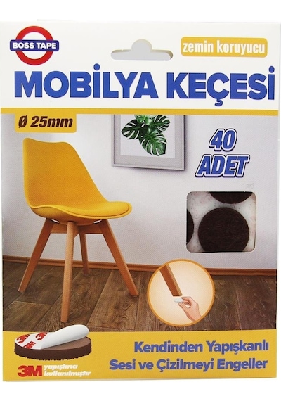 Mobilya Keçesi Sese Ve Çizilmeye Son Yapışkanlı 25Mmx40Ad-Yuvarla