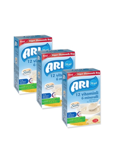 Arı Pirinç Unu Sütlü 500 Gr X 3'lü Paket Yeni Ambalaj