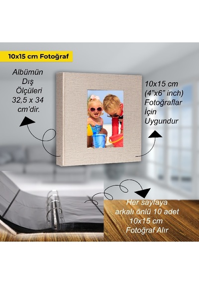 Aledo 10x15cm 500'lük Klasörlü Koton Desenli Lüx Fotoğraf Albümü