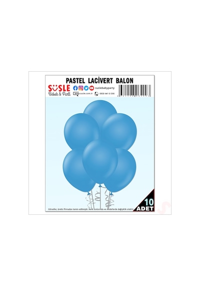 Lacivert Pastel Balon, 30cm X 10 Adet