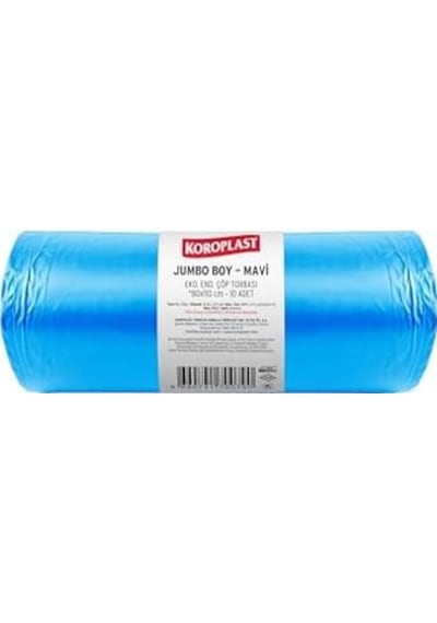Ağır Sanayi Çöp Torbası Jumbo Boy Mavi 10&apos Lu 80x110 Cm, Dayanıklı & Sızdırmaz, Çift Katlı, Geri Dönüştürülebilir Çöp Poşeti, Fabrika, Şantiye, Sanayi, Bahçe, Restoran, Otel, Hastane, Atölye