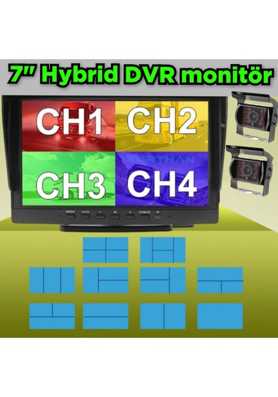 2 Adet Ledli Metal Kasa Kamera Ve 7 İnç Dvr Monitör Seti