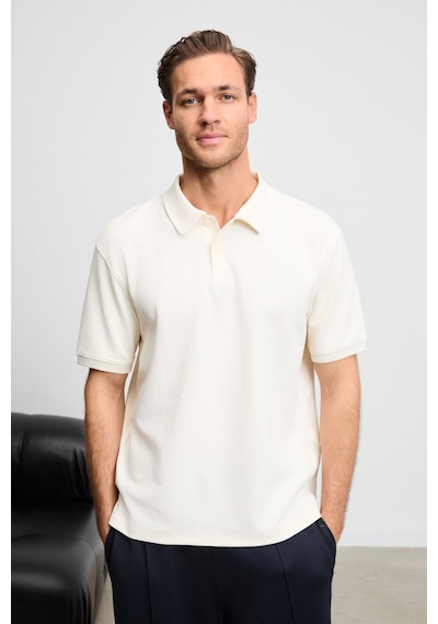 Grimelange Mınnutu Erkek Organik Pamuklu Polo Yakalı Regular Fit Ekru T-shirt
