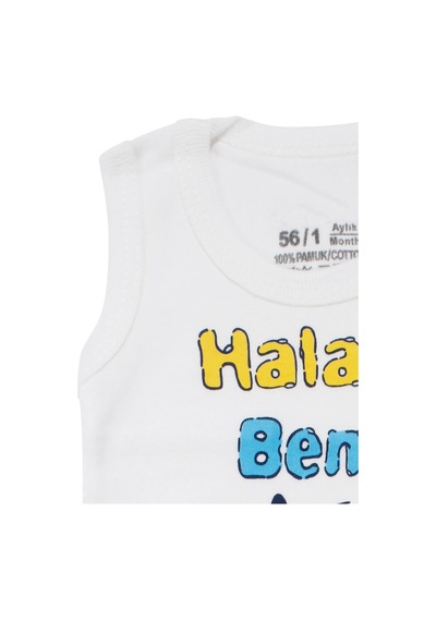 Bebegen Unisex Beyaz Halam Beni Çok Seviyor Yazılı Askılı Zıbın Çok Renkli