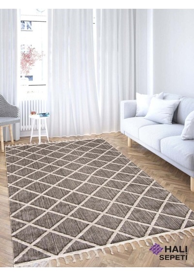 Enti Bukle 1409 Gri Iskandinav Halı Kesme Yolluk Salon Halı Koridor Oturma Odası Halısı Gri