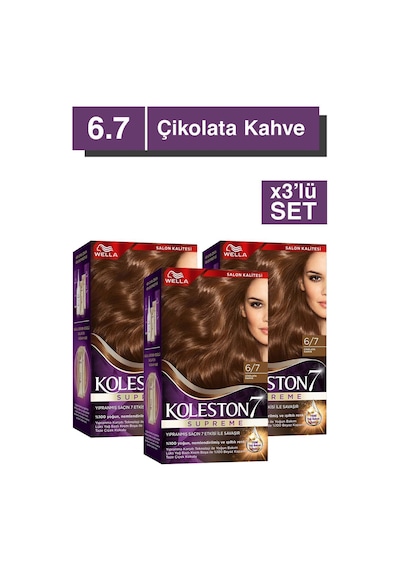 Koleston Supreme Kit Saç Boyası 6/7 Çikolata Kahve X3 Adet