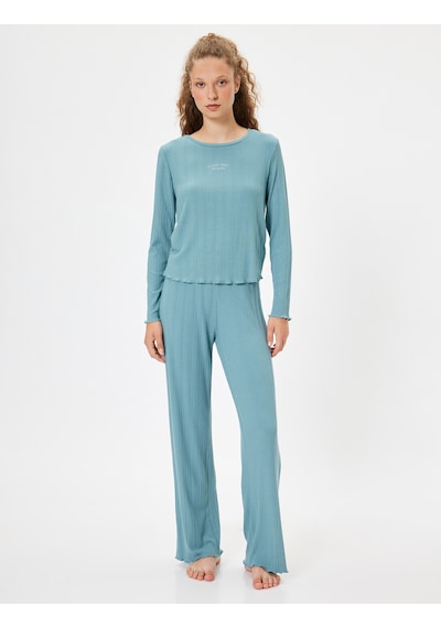 Koton Modal Kumaş Pijama Altı Düz Paça Dokulu Standart Bel Rahat Kalıp Mavi 5wlk40029mk Mavi Koton Modal Kumaş Pijama Altı Düz Paça Dokulu Standart Bel Rahat Kalıp Mavi 5wlk40029mk Mavi