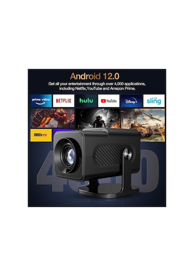 Hy320max Android Projektör + Game Projector Ultra Hd 4k Ev Sinema Yansıtma Oyun Projeksiyon Cihazı