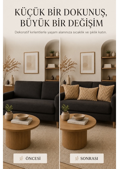 Wellsoft Dekoratif Kırlent Kılıfı 45x45 Ve 30x50 Peluş Koltuk Kanepe Yastık Kılıfı Bej 45 x 45