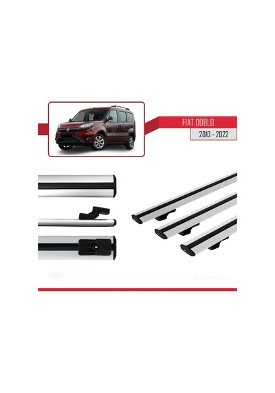 Fiat Doblo 2010-2022 Arası İle Uyumlu Basic Model Ara Atkı Tavan Barı Gri 3 Adet