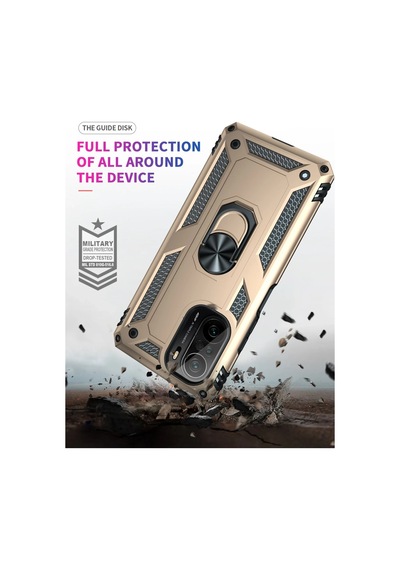 Cosmotex Newface Xiaomi Poco F3 Kılıf Sofya Yüzüklü Silikon Kapak - Gold